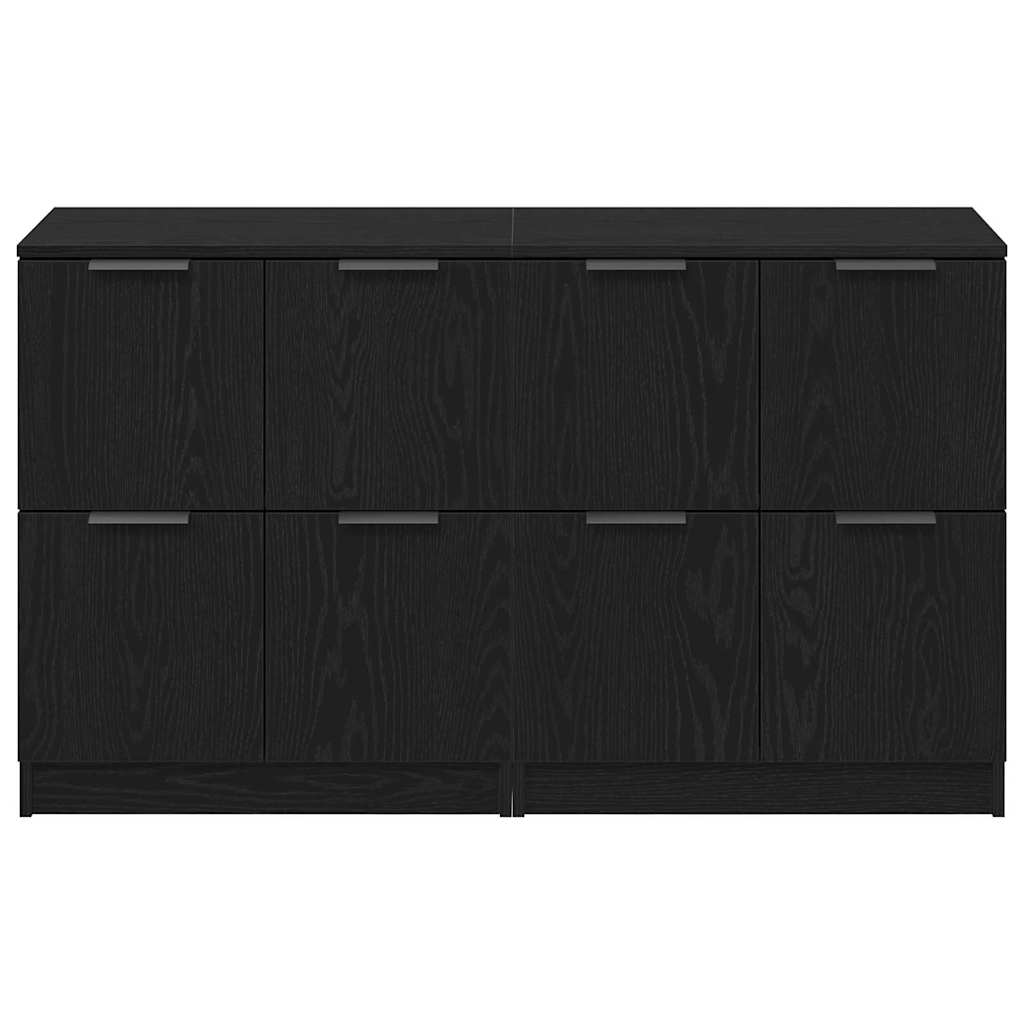Sideboards 2er Set Schwarz Eiche 60x30x70 cm Holzwerkstoff